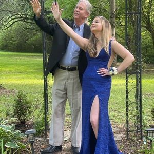 navy blue Jovani prom dress